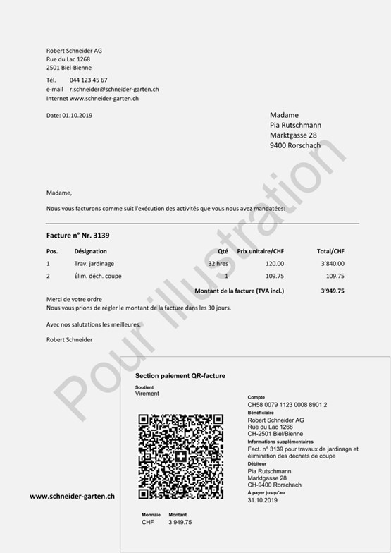 Sans code QR, cela ne fonctionnera plus. Voici de quoi nos factures auront l’air. DR